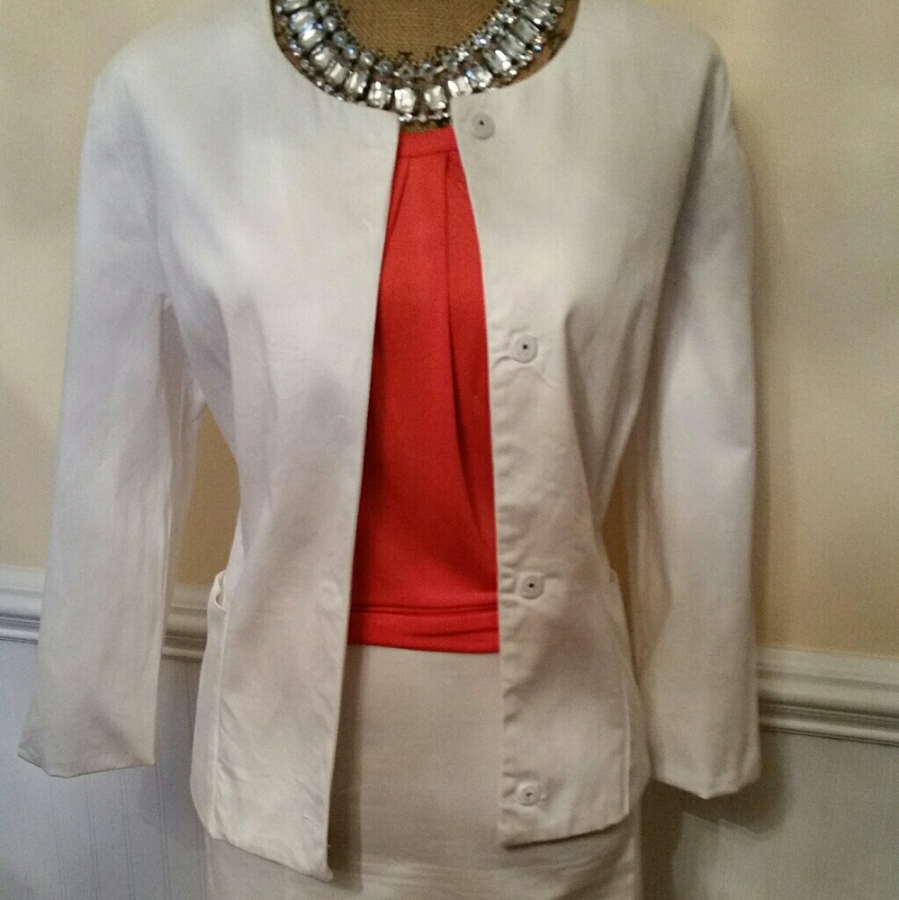 New York & Company White two-piece suit.